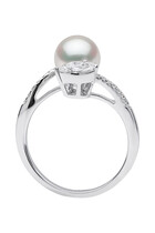 Starlight Ring, 18k White Gold, Diamonds & Akoya Pearl